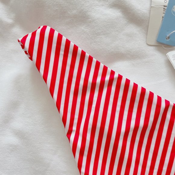 Cupshe bikini bottom high cut women's large Red & white stripe low rise NWT - Picture 7 of 14
